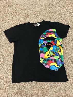 A Bathing Ape Shirt Youth Medium Black with multi colors - new without tags